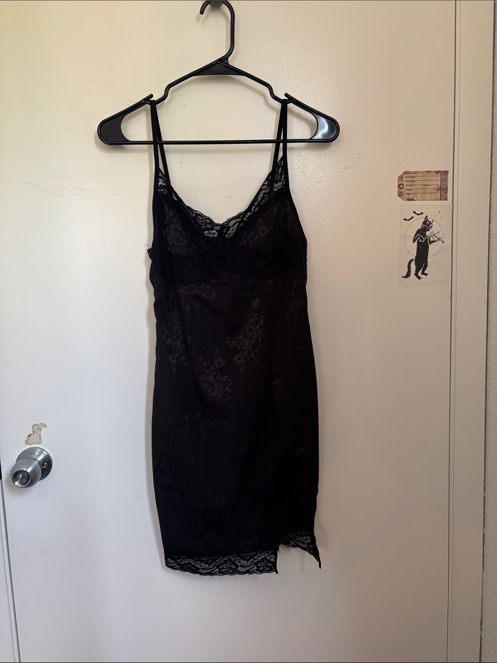 Black lace mini dress